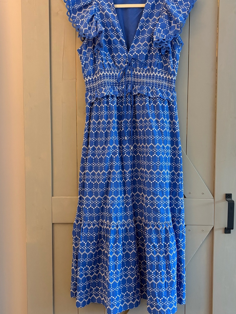 Blue Patterned bow tie Maxi Dress